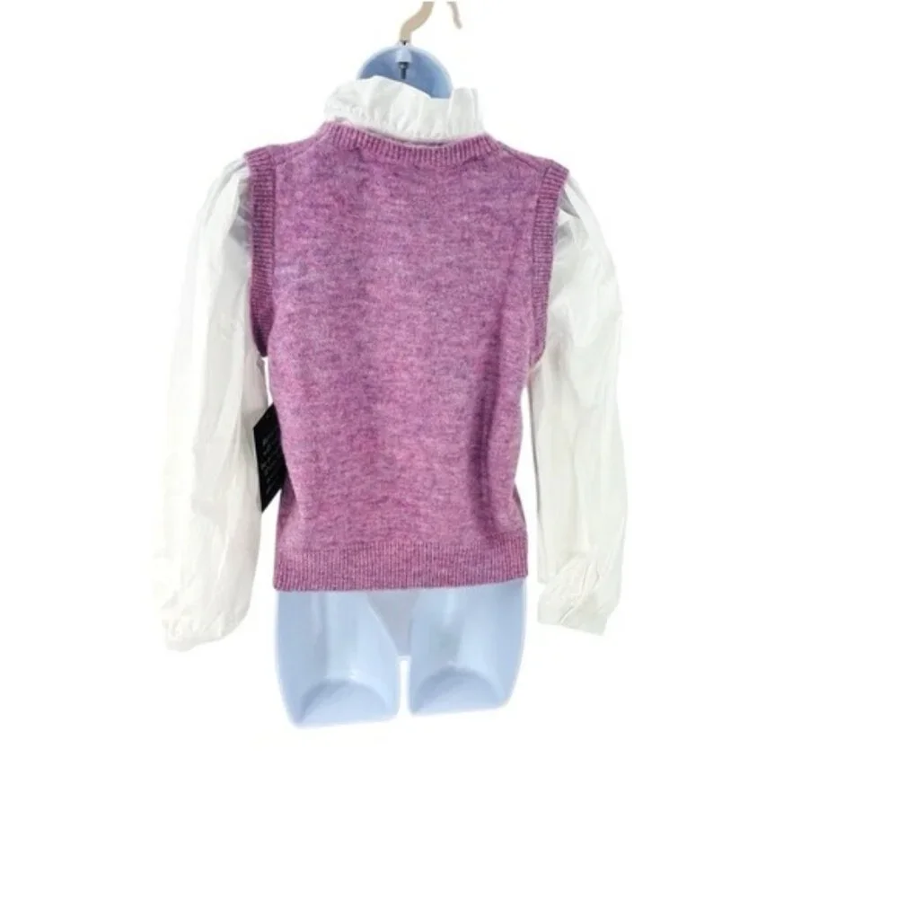 Tuckernuck NEW Lilac Purple Ella Wool Sweater Collared Long Sleeve Blouse Size M - Picture 6 of 8